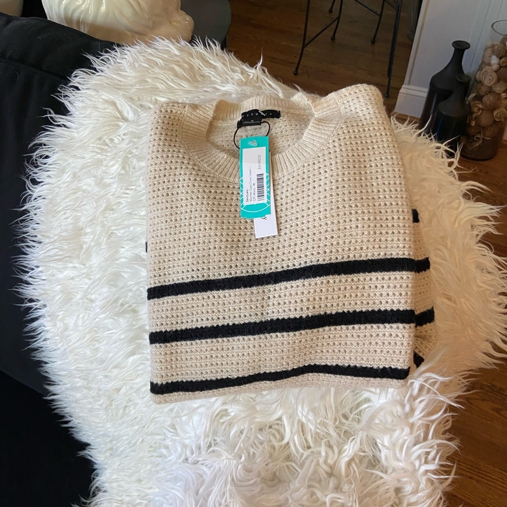 Cream and Black Striped Sweater